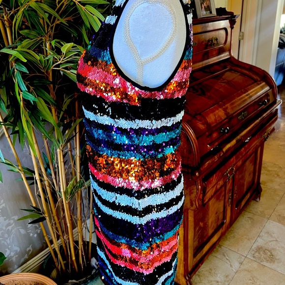 M2 by Mocha Apparel ladies sequin dress V-neck large excellent condition lined - Picture 6 of 13